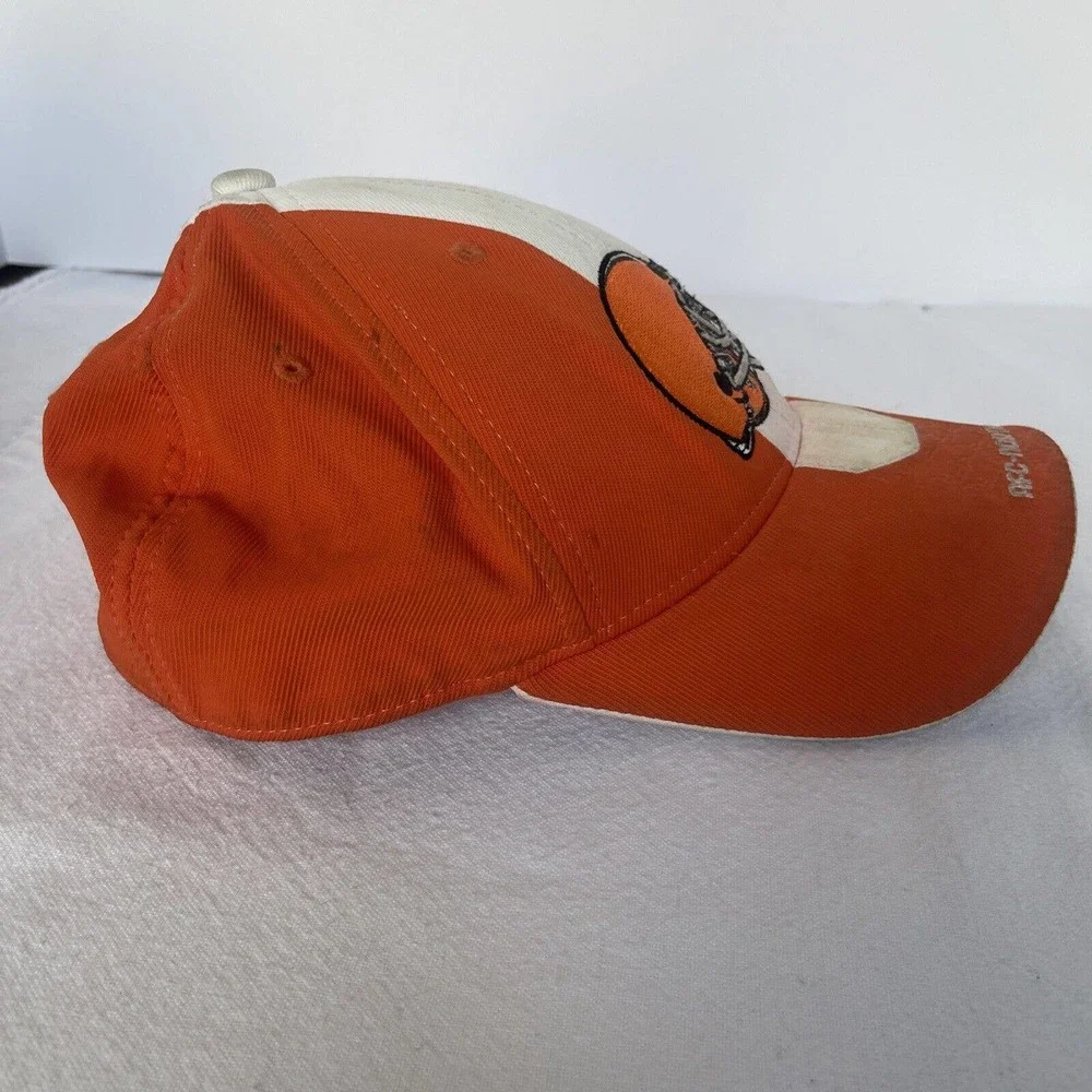 Reebok Cleveland Browns hat Cap White Stripe Orange Elastic Fit Tire Tracks